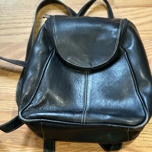 Soft, black leather Piel backpack purse- used